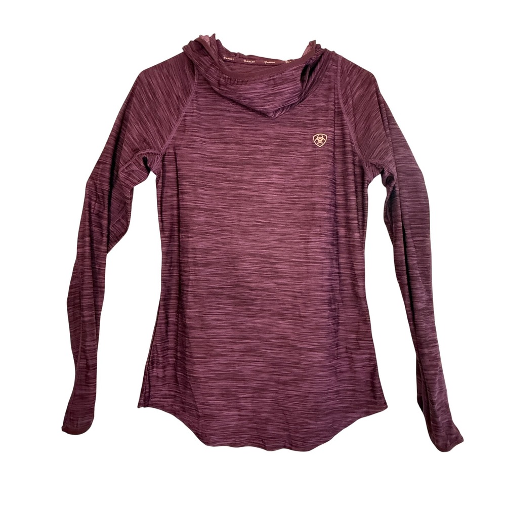 Ariat AriatTEK Hoodie Women S Purple Space Dye Cowl Neck Thumbhole Excellent - Picture 1 of 13